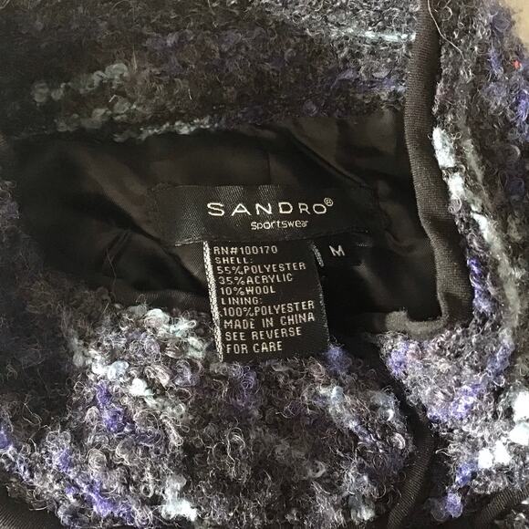 Sandro Sportswear tweed cinched tie waist peplum jacket Medium - Picture 7 of 9